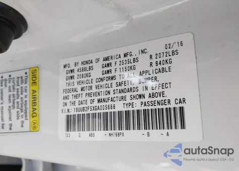 2016 Acura Tlx V6 Tech from USA, damaged, VIN 19UUB2F5XGA005688